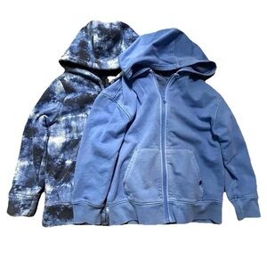 Boys Full Zip Hoodies Blue Tie Dye Sherpa Lined Blue Fleece Size Medium (8)